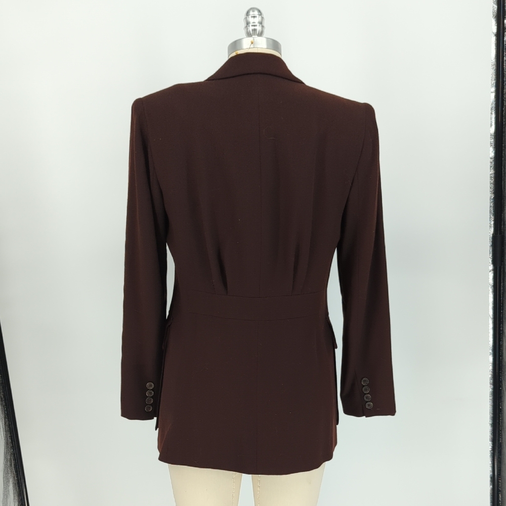 30223 Lauren Ralph Lauren Wool Tailored Blazer Brown size 8 safari travel preppy - Picture 2 of 8